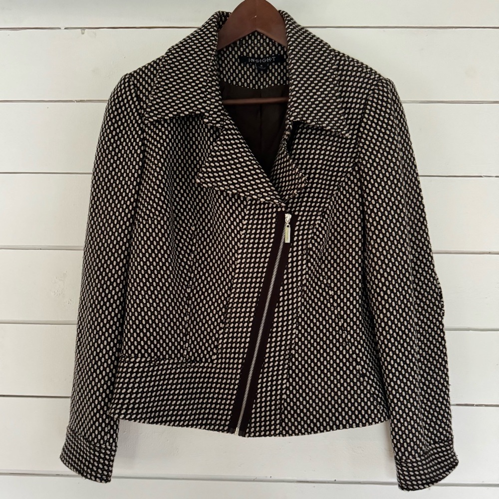 Insight brown tweed moto jacket blazer. Size: 6 - Picture 1 of 10